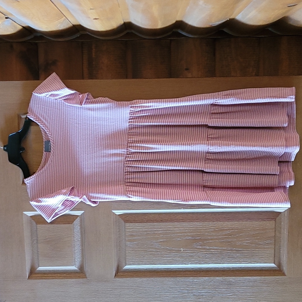 Medium pink and white striped dress